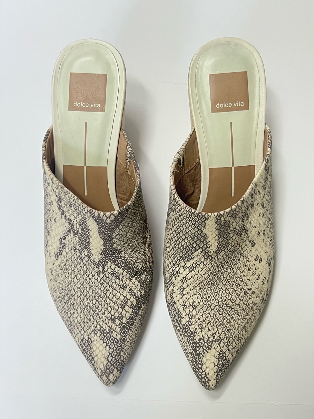 Dolce Vita Snakeskin Print Pointed Toe Mule Heels Size 9.5